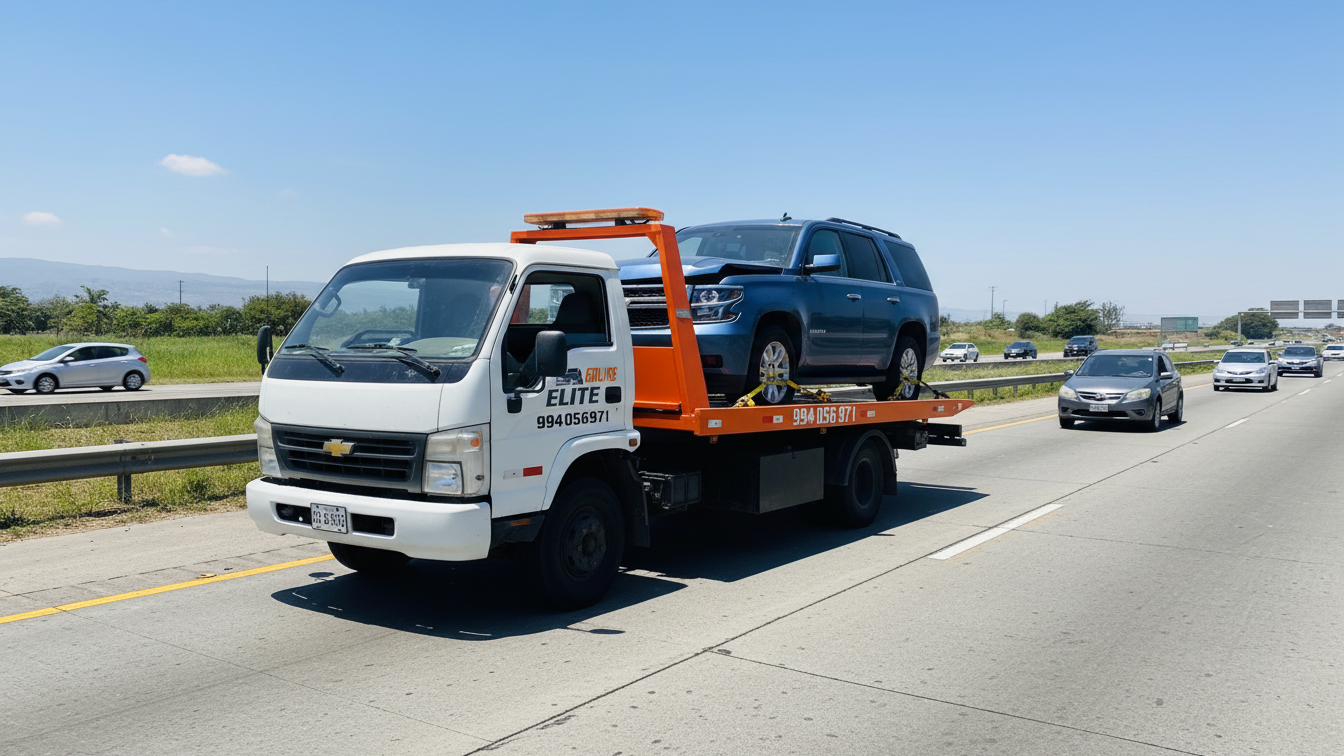 Grúa cargando una camioneta SUV