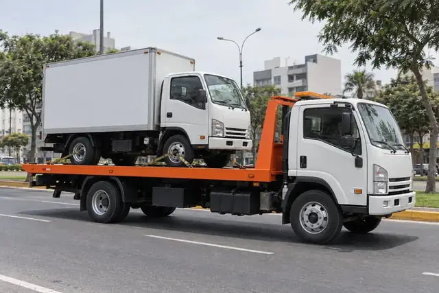 Grúa de plataforma con un camión ligero